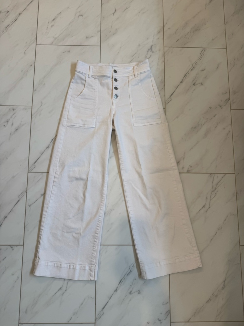 Evereve White Wide-Leg Button Fly Jeans